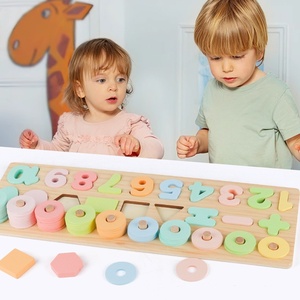 モンテッソーリDIYスタッキング3Dナンバー数学学習玩具マルチカラー木製就学前カウント玩具2〜4歳のユニセックス子供向け - Product Image 2