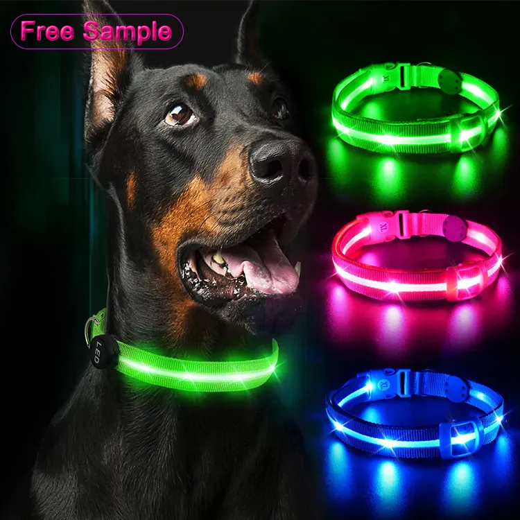 Küçük orta büyük ışık Up Pet güvenlik su geçirmez yanıp sönen şarj edilebilir USB LED köpek tasması köpekler için