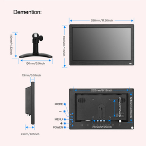 Monitor LCD de 11,6 pulgadas, pantalla panorámica de 12 pulgadas, 1366x768, con entradas VGA BNC AV, altavoz incorporado, monitor inteligente portátil, 1920x1080