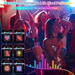 İki mikrofon ve ev ve dış mekan kullanımı için çok stil LED ışıkları ile SP-100 Karaoke Bluetooth akıllı hoparlör - Product Image 2