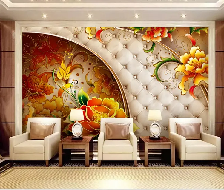 Papel de parede 3d 4d 8d mural padrão nobre moderno flor amarelo papel de parede design casa decoração