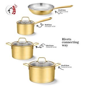 Bán buôn nhà máy nồi chảo cao cấp bằng thép không gỉ, nồi hầm, chảo rán, bộ dụng cụ nấu ăn có lớp phủ vàng - Product Image 2