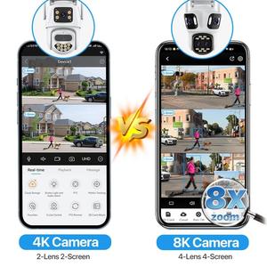 ICsee 12MP 3K IP kamera dört Lens dört ekran 8X optik Zoom İnsan algılama izleme açık Ptz Wifi ağ kamerası - Product Image 6