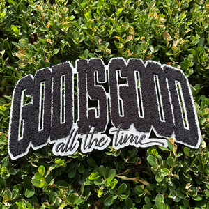 Rosa nero dio è buono tutto il tempo gesus ciniglia toppe per l'abbigliamento - Product Image 3