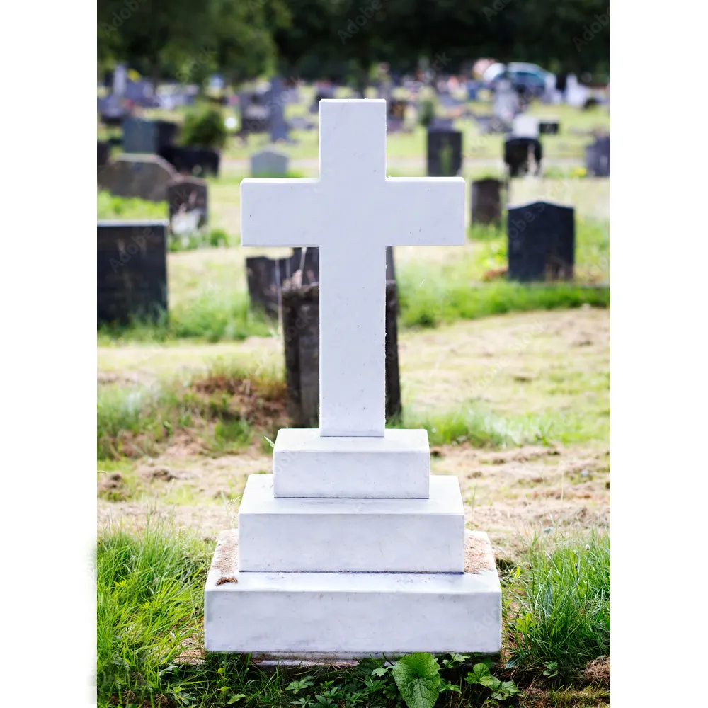 Láseres de granito tallado funerario hechos a mano, Tombstone de losa de mármol blanco con letras gratis