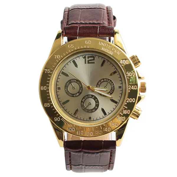 Reloj de cuarzo clásico con correa de cuero para hombre Vintage de alta calidad