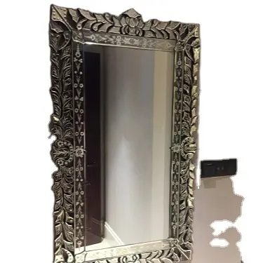 Miroir vénitien de style floral ovale 100, miroir argenté pour la maison, les hôtels, cadre vénitien, décor biseauté, miroir en verre