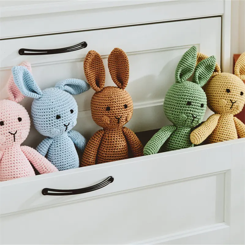 Handmade Baby Comforter Development Toys Crochet Dolls Knitted Cotton Mini Stuffed Animal Plush Bunny Toys