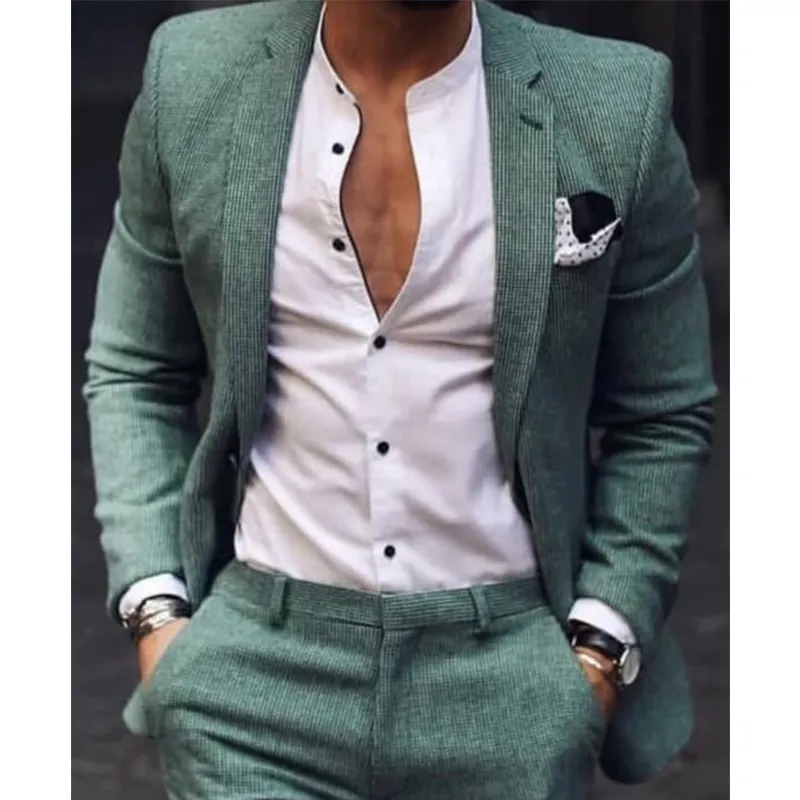Conjunto de trajes ajustados de pana para hombre, ropa informal, verde, Popular, personalizada