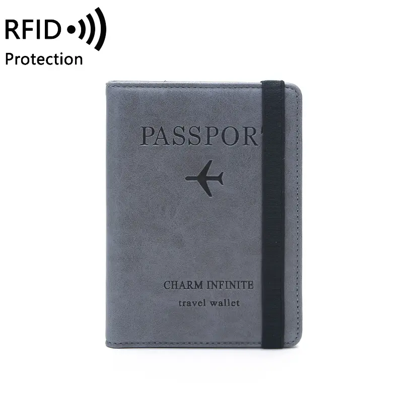 ออกแบบโลโก้ที่กำหนดเองหนังเดินทางกระเป๋าสตางค์ RFID ผู้ถือหนังสือเดินทางที่มีช่องเสียบการ์ดวัคซีน