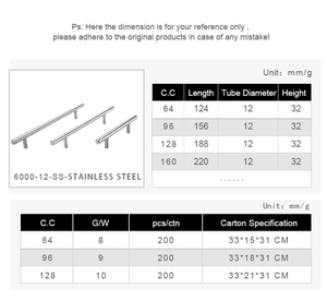 Filta Thiết Kế Hiện Đại Thép Không Gỉ Kéo Đồ Nội Thất T Bar Drawer Xử Lý - Product Image 4