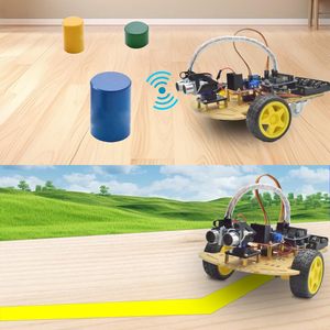 Kit di telaio per auto Robot intelligente con modulo UNO R3-giocattolo educativo per il monitoraggio della programmazione progettata per evitare gli ostacoli