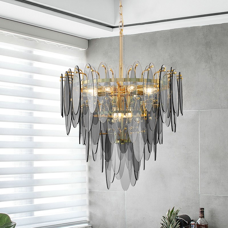 Modern gold long stair hanging baccarat spiral crystal chandelier colorful glass round huge chandelier ceiling lamp