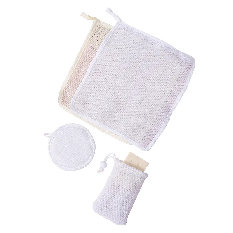 Face Cleaning Set/Square Toalha Facial/Maquiagem Removedor Pad/Espuma de Malha Soap Saver Pouch com Cordão