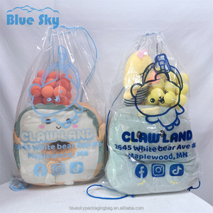 定制Logo印花透明PE塑料拉绳背包拉绳袋礼品包装拉绳袋 - Product Image 4