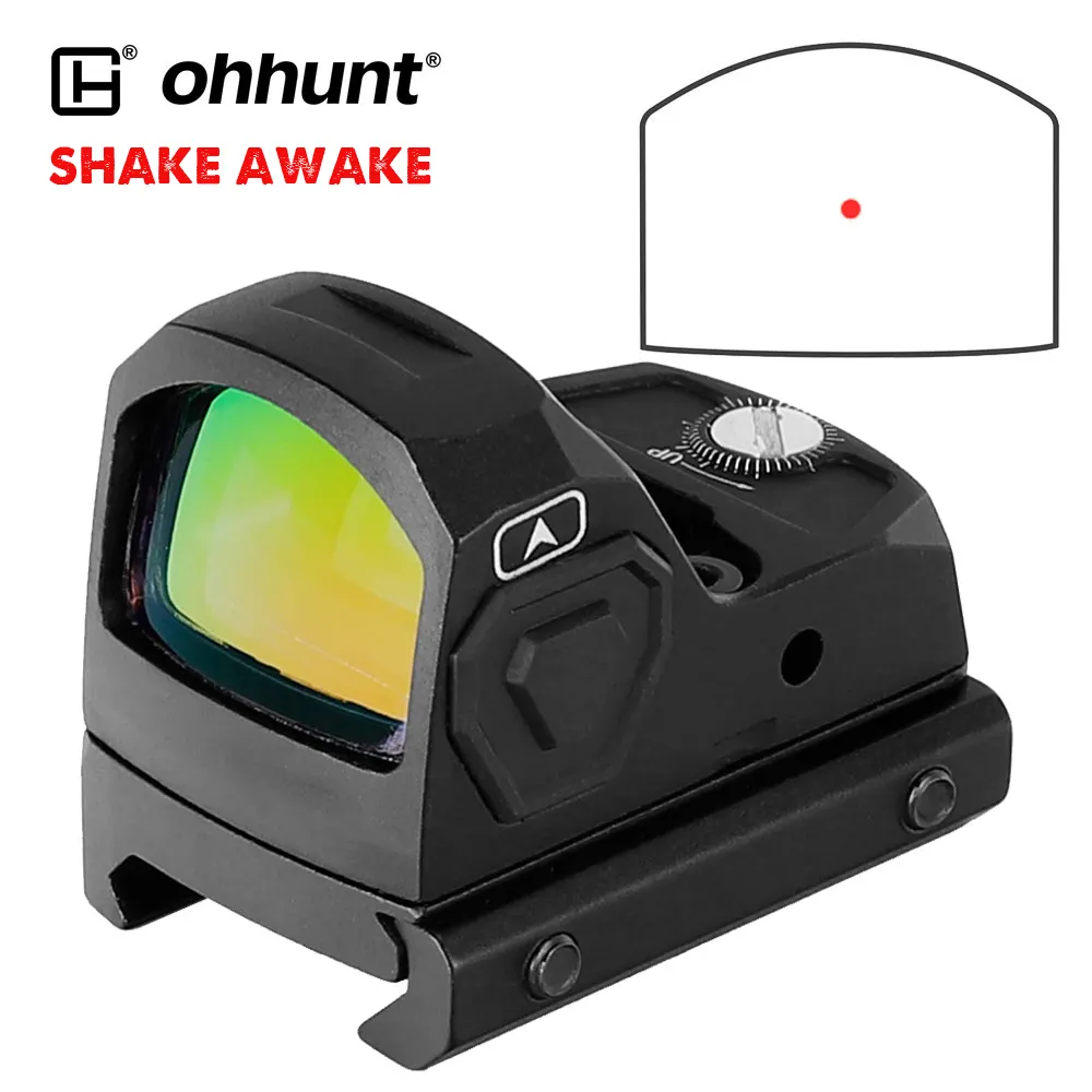 Ohhunt Opticsミニシェイクアウェイクレッドドットリフレックスサイトタクティカル20mmマウント付き