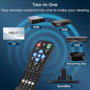 Universal <strong>Remote</strong> Control 2-Device Switching Learning Feature Waterproof AC <strong>Remote</strong> for Seniors-TV DVD/VCR/DVB Streaming Box - Product Image 2
