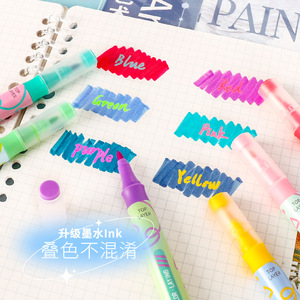 Resaltador de capas de color de doble cabeza Los colores apilables se pueden pintar con resaltador de marcador de cambio de color de flash Kawaii - Product Image 5