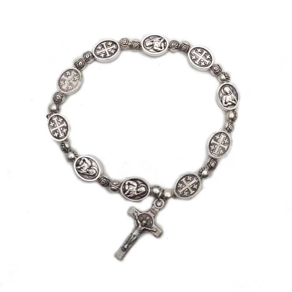 2022 Komi gioielli all'ingrosso vela gioielli Christian Jesus croce perline braccialetto croce rosario braccialetto
