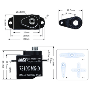 PTK 7310C MG-D завод DIY Micro Servo Control Remoto Coche De Deriva TRX4 Piezas Engranaje De Metal Para mosquare Coche De - Product Image 4
