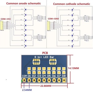 3,3 V 5 V 8-Bit blau/rot allgemein Anode/Kathode LED-Anzeigenmodul diy
