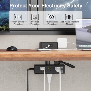 <strong>New</strong> Design US Power Outlet Dual Layer Desk Clamp Power Strip, Desktop Edge Mount Charging Station with 13 Outlets 4 USB Ports - Product Image 3