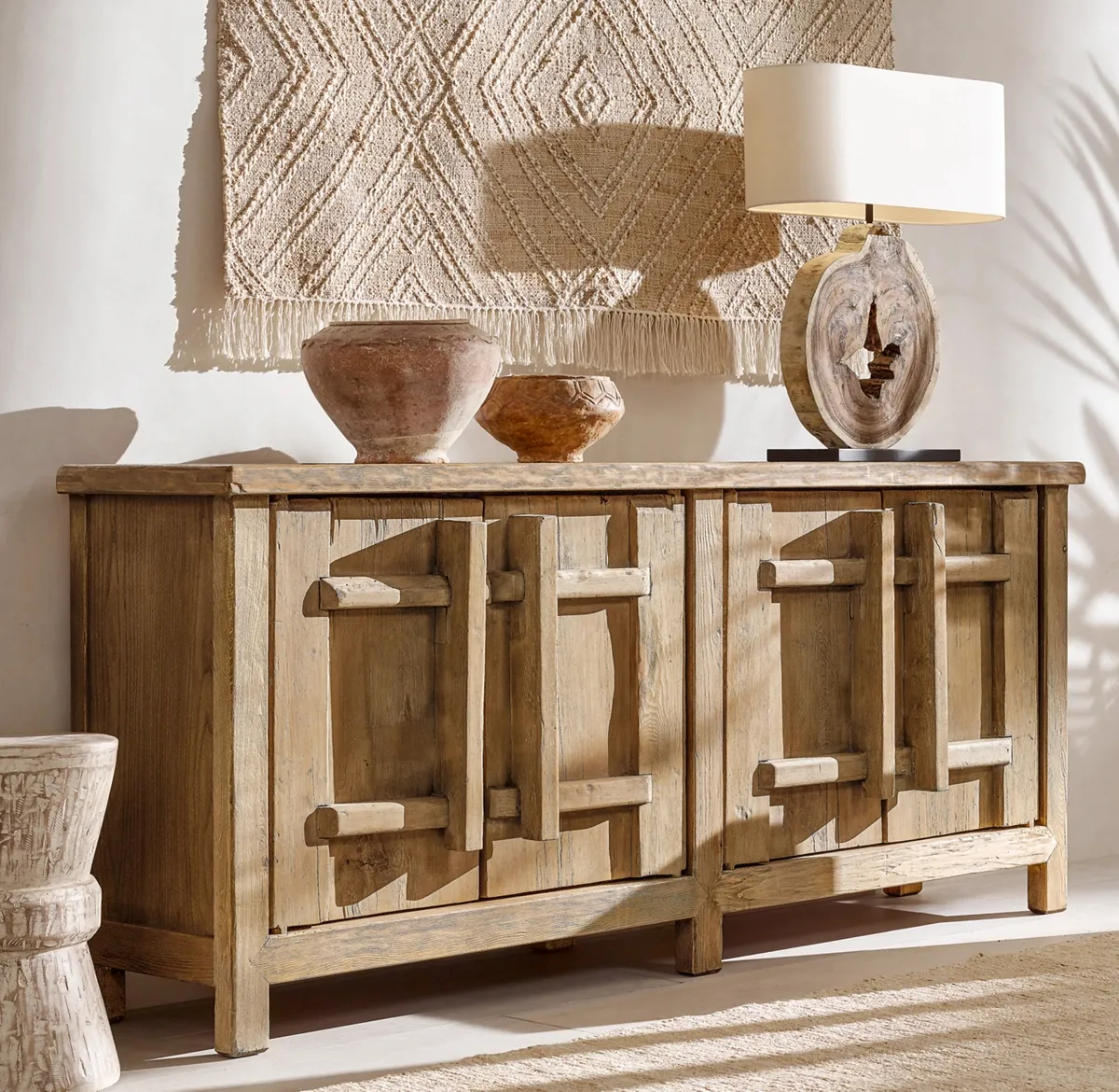 Luxo Moderna Sala de estar Mobiliário de Estilo Americano 4-Porta de Madeira de Carvalho Sideboard