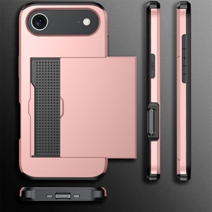 豪华纯色推拉钱包卡槽手机套适用于iPhone 17 Air 16E 14 Pro Max 11 12 13 15 Plus保险杠后盖 - Product Image 6