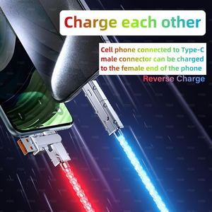 OEM 1m点亮3.3英尺编织RGB彩色渐变USB C至C电缆4合1 USB充电电缆LED USB A适用于iphone 16 15 - Product Image 5