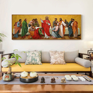 Vintage Modern stil duvar sanatı İsa ve dini manzara için onun 12 öğrenci yemek odası tuval boyama - Product Image 2