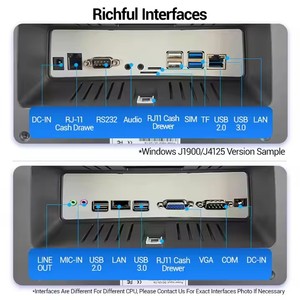 Sistema POS todo en uno de pantalla táctil Dual de 14 pulgadas, máquina Terminal de caja registradora de pago al por menor, escáner de impresora incorporado - Product Image 6
