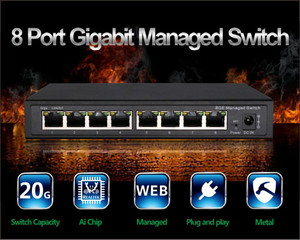 Ancho de banda de 20Gbps 14,44 M Reenvío de paquetes 2,5 M Cache 8 puertos conmutador de gestión de página web conmutador de red VLAN Gigabit - Product Image 3