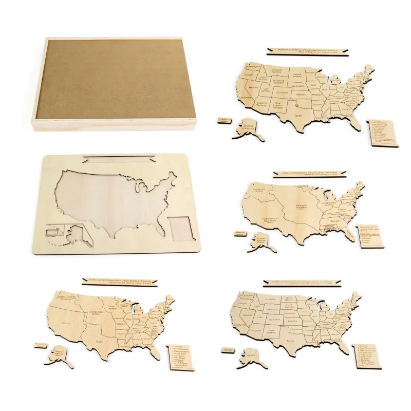 Rompecabezas de mapa del mundo de madera DIY de continentes y océanos, rompecabezas de mapa de madera para decoración del hogar, rompecabezas americano DIY