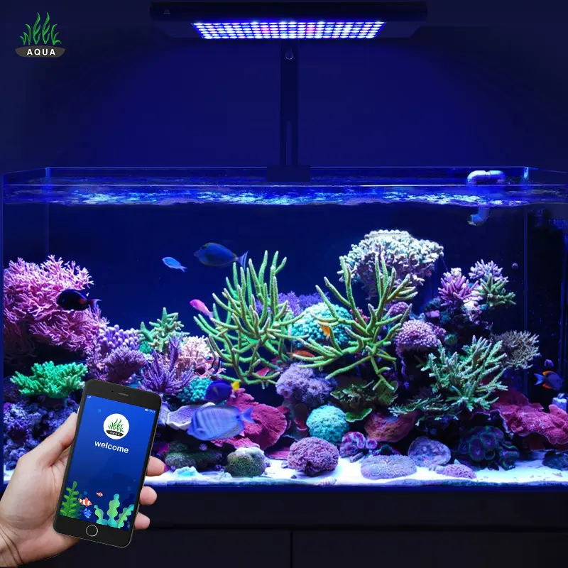 WEEKAQUA lampu led karang akuarium, alat penerangan akuarium air laut z400a8 kontrol cerdas untuk akuarium laut