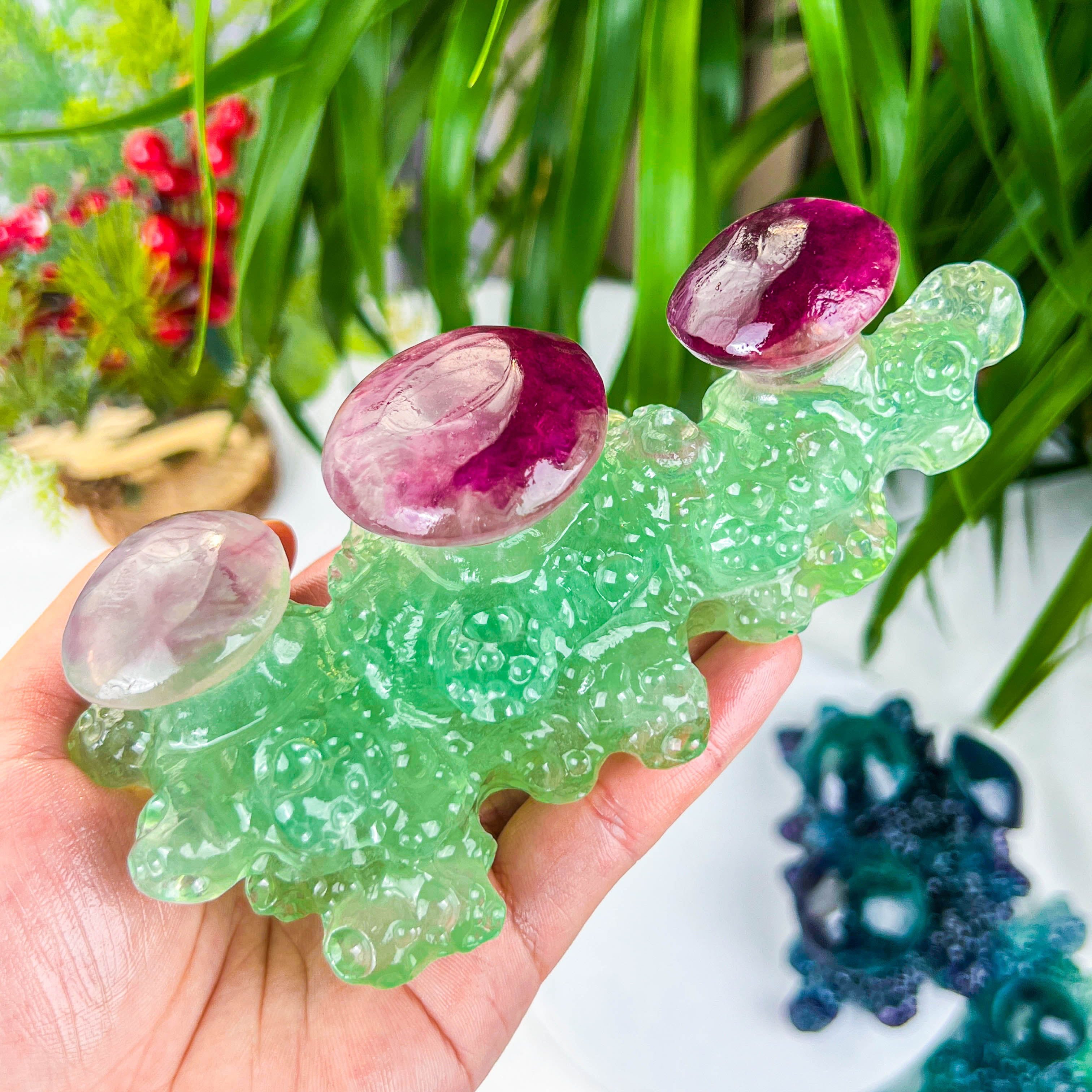 Champignon de fluorite verte