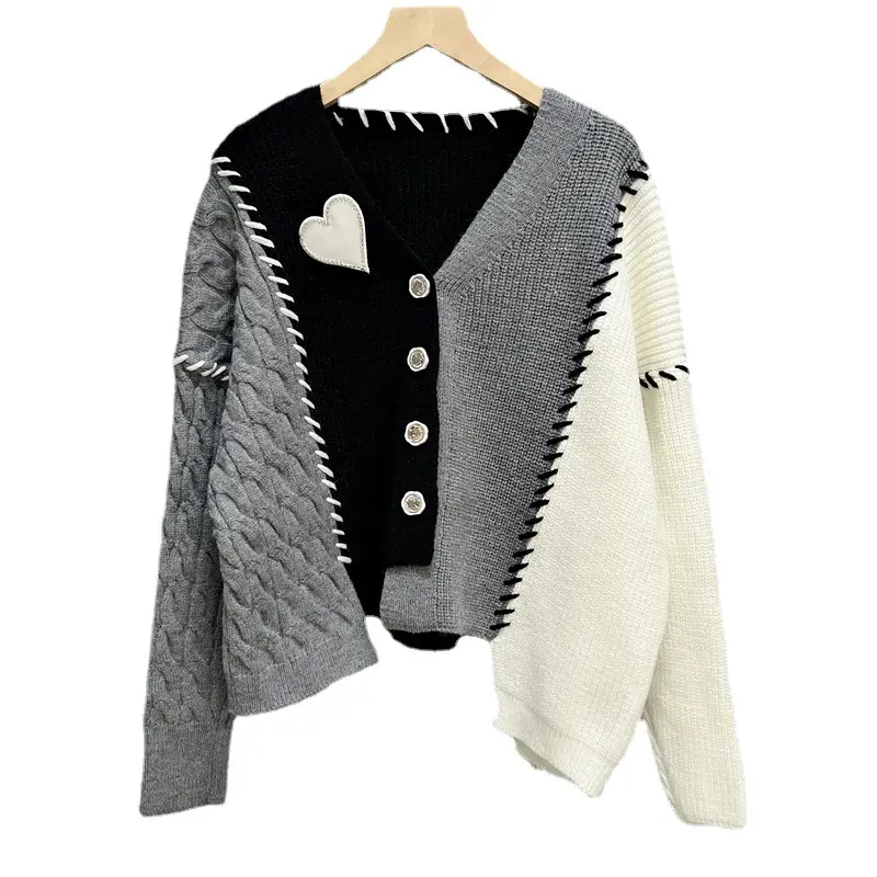 Nicho Camisola Chique Outono Inverno 2023 Novo Curto V-neck Malha Cardigan Mulheres Irregular Design Sense Cardigan