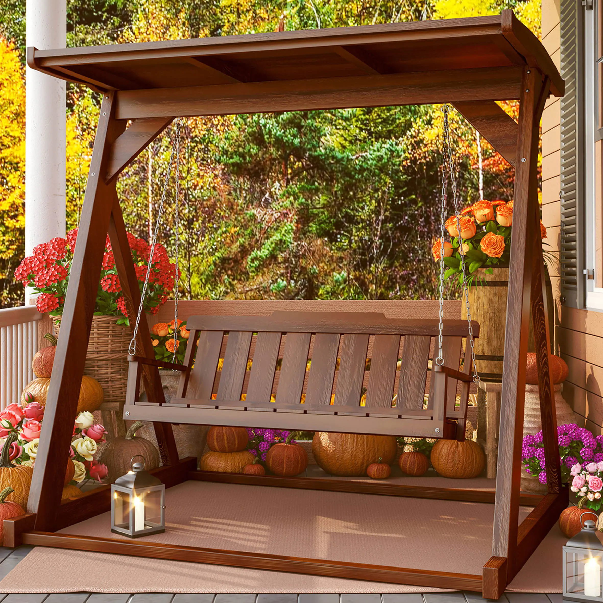 Commercio all'ingrosso mobili esterni forma di Mango con braccioli multi, modello giardino sedia altalena PE rattan di alta qualità con cuscini/