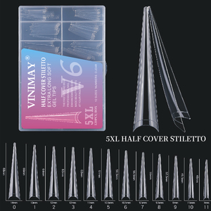VINIMAY ABS 5XL yumuşak jel tırnak ipuçları yarım kapak Stiletto tam kapak kare tabut tırnak ipuçları hiçbir c eğrisi temizle düz tırnak ucu - Product Image 5