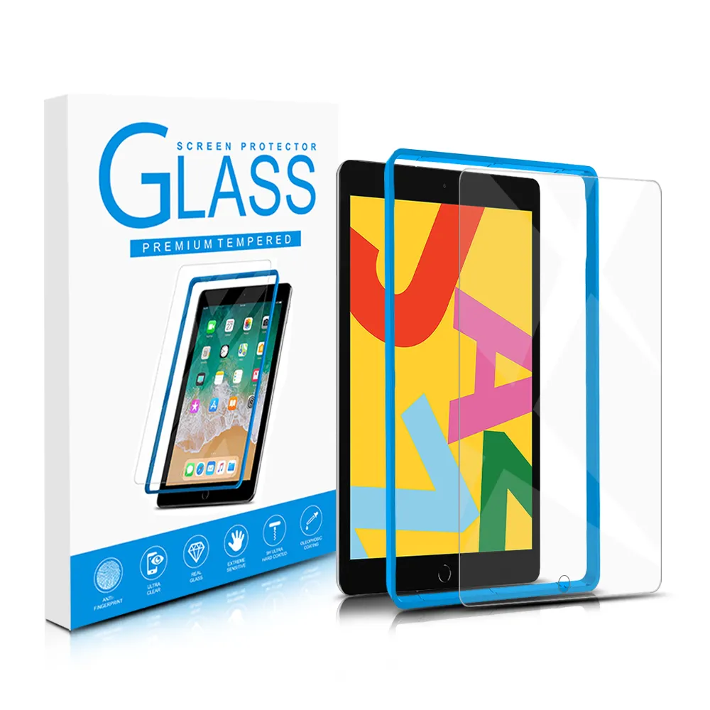 Großhandel Tablet gehärtetes Glas Displays chutz folie für iPad Pro 10.2 11 12.9 Mit Install Guide Frame