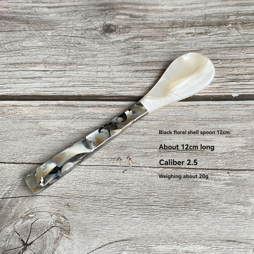 WY06 12cm black floral spoon