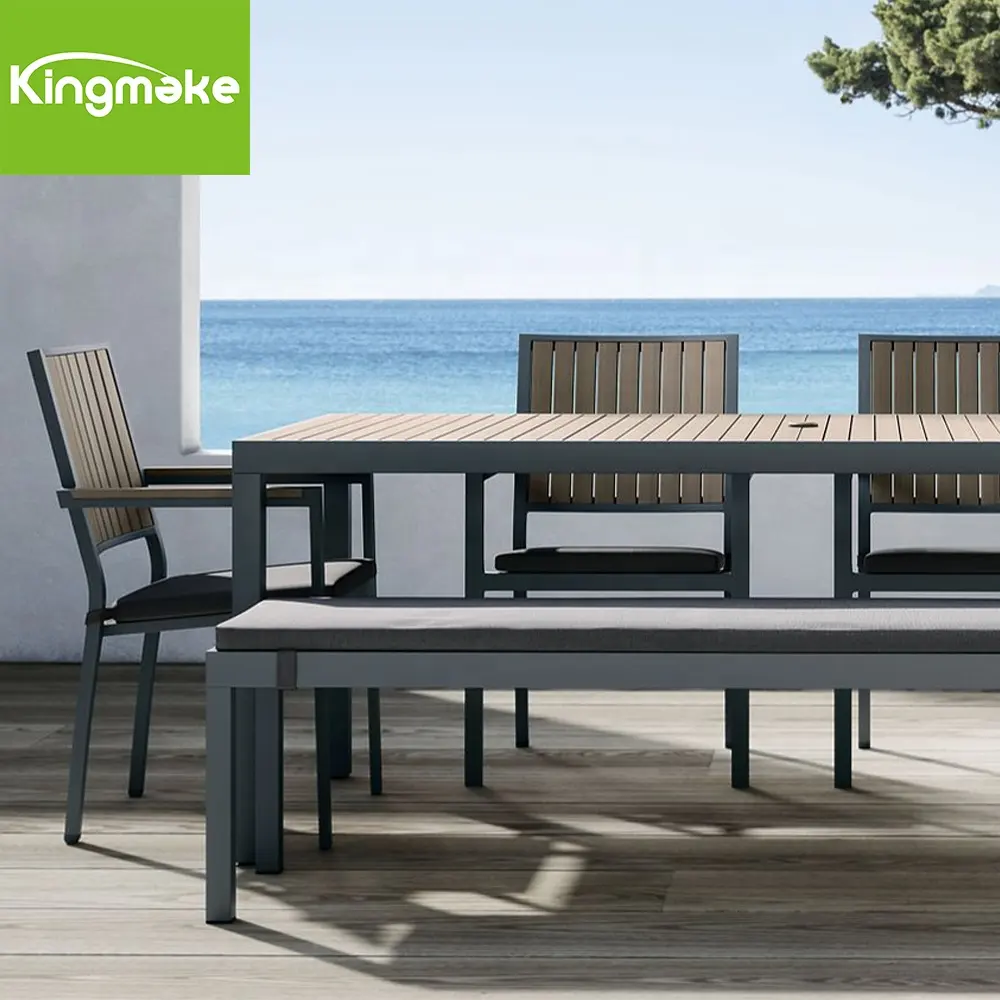 Kingmake High Quality Garden Table Set Modern Aluminum Garden Furniture Set Restaurant Cafe Patio Outdoor Dining Table Set
