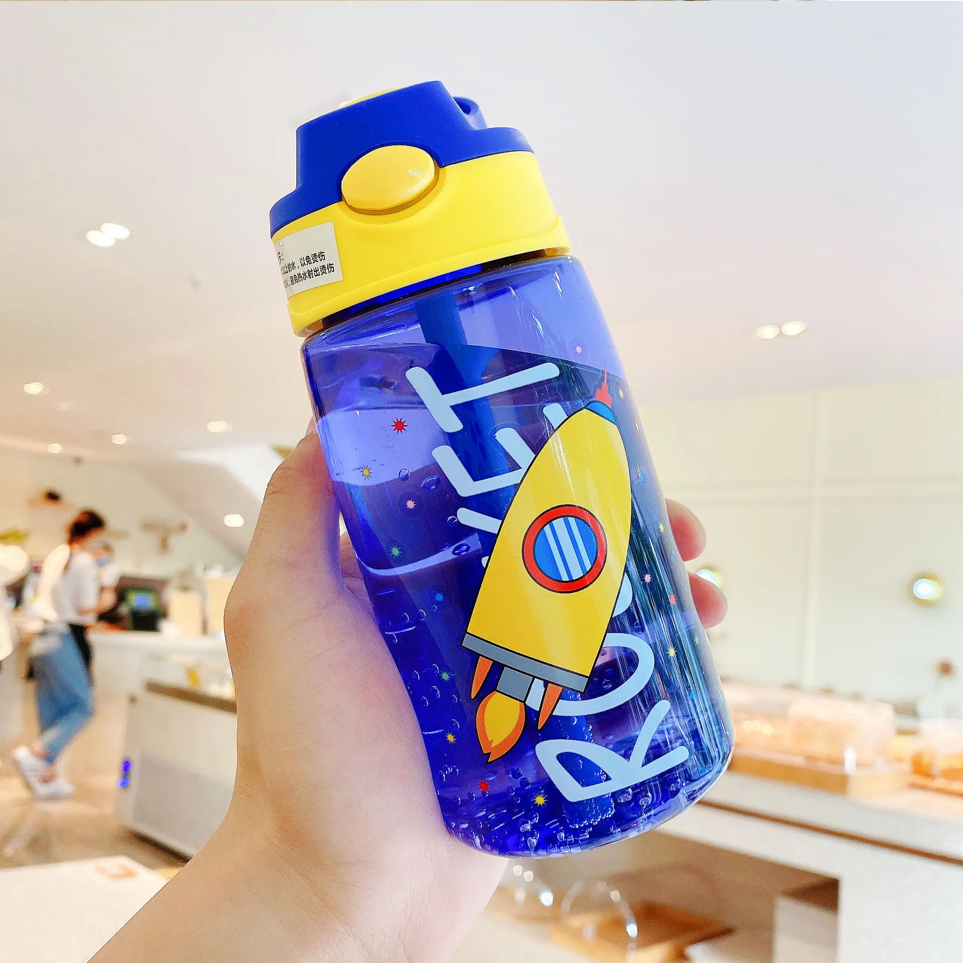 Botella de agua sin Bpa para niños, vaso de plástico transparente con mango y pajita