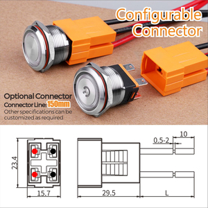 LANBOO personalizzabile 22mm/25mm metallo interruttore a pulsante con LED ad alta corrente 15A IP67 momentaneo combinazione 2NO per 12V/24V - Product Image 3