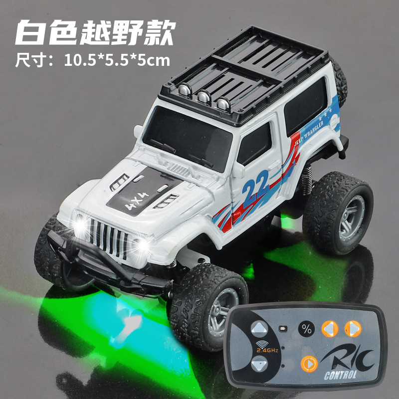 Mini coche de control remoto de aleación, modelo todoterreno blanco