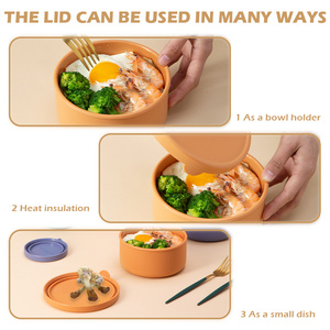 Contenedores de almacenamiento de alimentos de silicona con tapas herméticas para anidar comida preparación microondas almacenamiento seguro Bento Box para almuerzo frutas - Product Image 3