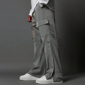 Cầu Vồng Phun Biểu Tượng Tùy Chỉnh Mens Baggy Giản Dị Thẳng Chân Cao Eo Hàng Hóa Nylon Quần Với Nút Bên Baggy Hàng Hóa Quần Cho Nam Giới - Product Image 2