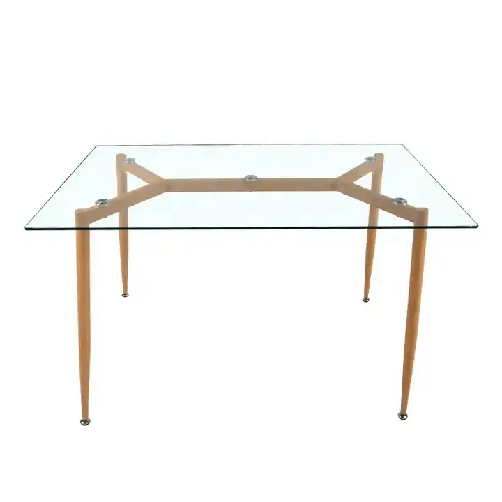 Домашнее современное прозрачное стекло, столешник для столовой, прямоугольный стол с подкладкой для ног, металлическая деревянная рама для домашнего офиса, кухни