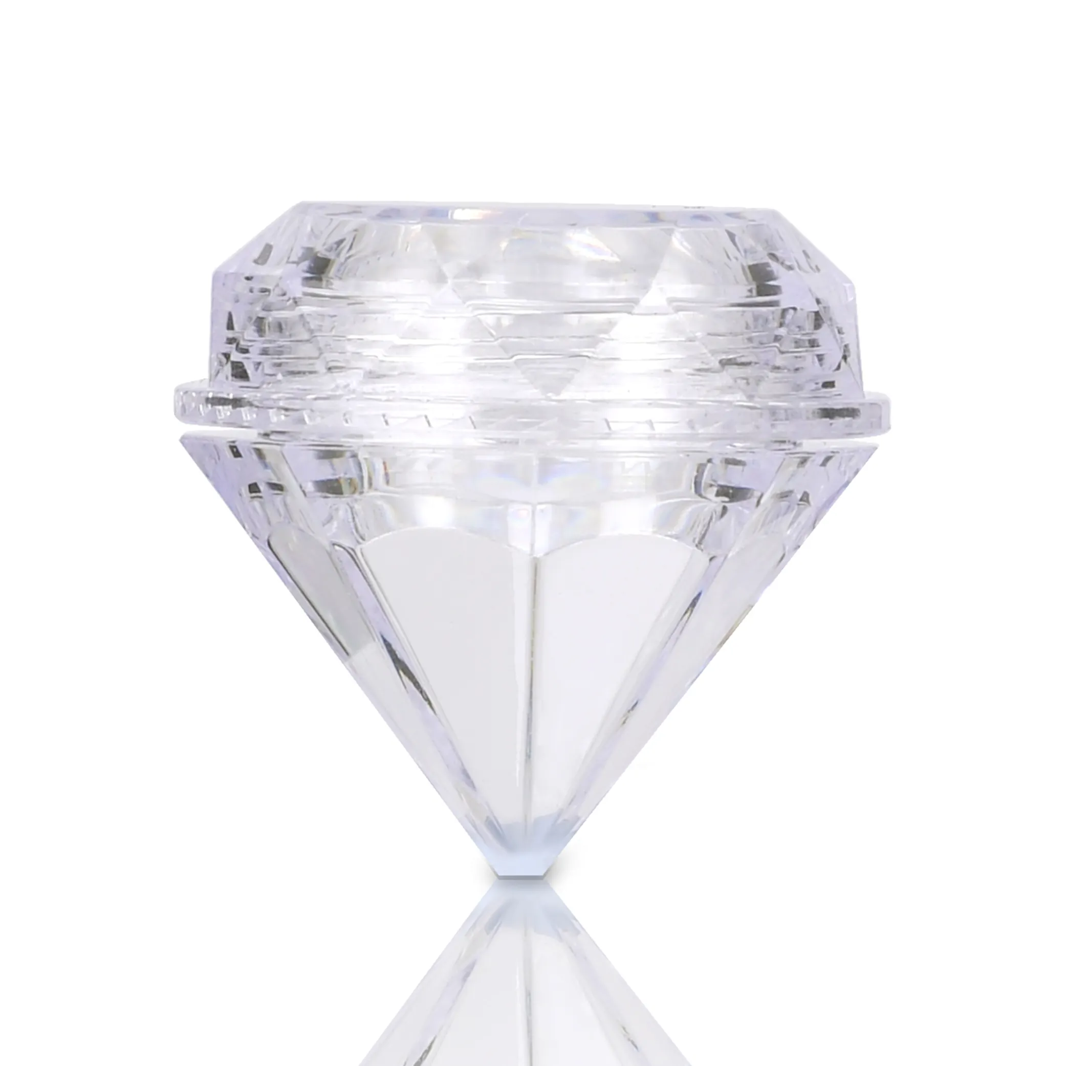 Frascos transparentes en forma de diamante de 5g, tarros de muestra cosméticos recargables vacíos, tarro de plástico para maquillaje con tapa