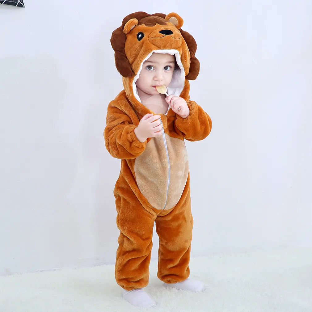 Inverno manica lunga nuovo stile vestiti neonato! 00% fibra di poliestere pagliaccetto cartone animato bambini animali vestiti per bambini