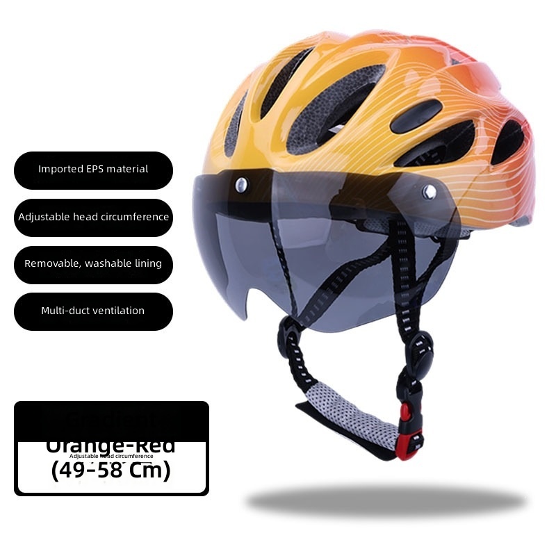 Ombre orange kids helmet-with detachable goggles